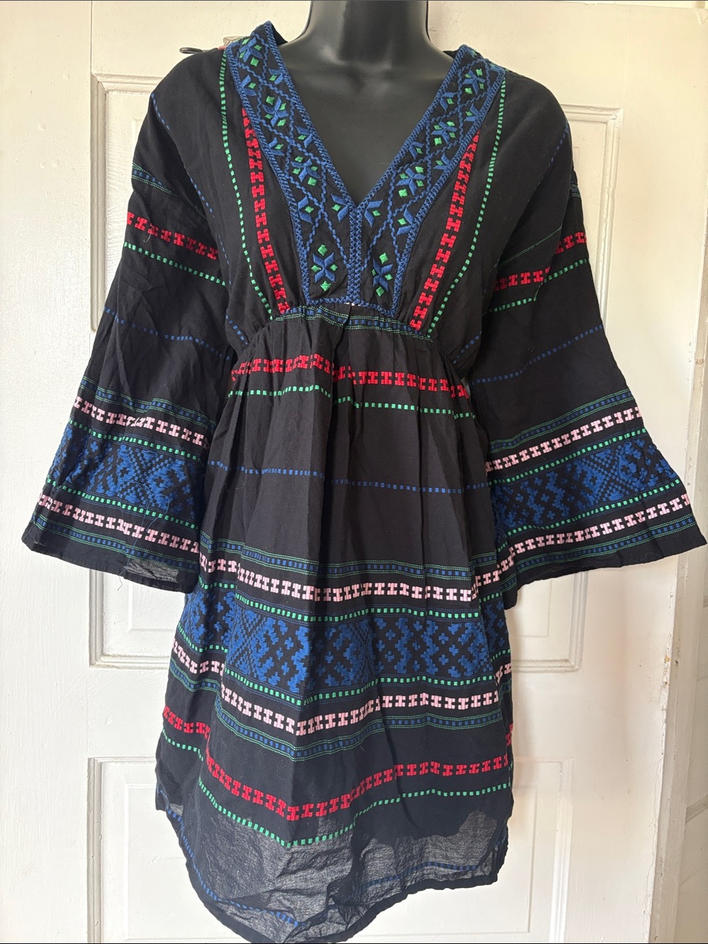 Joie Bohemian Embroidered V-Neck Tunic Dress